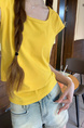 Real Shot Short-Sleeved T-shirt Summer 2025 New Trendy Back Opening Short Slim Round Neck Top Korean Style Women's Clothing Yellow