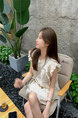 2025 New Summer Women's Wear French Tea Break Pure Desire Style High-End Small Flying Sleeve Dress in Cream