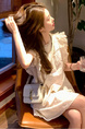 2025 New Summer Women's Wear French Tea Break Pure Desire Style High-End Small Flying Sleeve Dress in Cream
