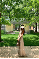 Zhou Zhang Chapter Rose Fu Flower Set French Style Vintage Strap Beige Dress Sleeveless Slim Fit Slimming Elegance Long Skirt Summer