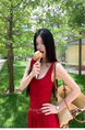 Zhou Zhang Chapter Rose Fu Flower Set French Style Vintage Strap Red Dress Sleeveless Slim Fit Slimming Elegance Long Skirt Summer