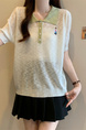 Real Shot Wholesale Price 2025 Summer New Korean Version Contrast Color POLO Collar Bear Embroidery Breathable Ice Silk Cool Top in Cream and Green