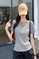 Real Shot Price Washed Do Old Positive Shoulder Short Sleeve T-Shirt Women Summer 2025 New Style Western Style Unique Chic Top Trendy in Gray