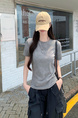 Real Shot Price Washed Do Old Positive Shoulder Short Sleeve T-Shirt Women Summer 2025 New Style Western Style Unique Chic Top Trendy in Gray