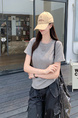 Real Shot Price Washed Do Old Positive Shoulder Short Sleeve T-Shirt Women Summer 2025 New Style Western Style Unique Chic Top Trendy in Gray