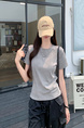 Real Shot Price Washed Do Old Positive Shoulder Short Sleeve T-Shirt Women Summer 2025 New Style Western Style Unique Chic Top Trendy in Gray