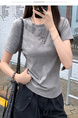 Real Shot Price Washed Do Old Positive Shoulder Short Sleeve T-Shirt Women Summer 2025 New Style Western Style Unique Chic Top Trendy in Gray