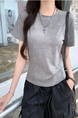 Real Shot Price Washed Do Old Positive Shoulder Short Sleeve T-Shirt Women Summer 2025 New Style Western Style Unique Chic Top Trendy in Gray