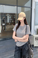 Real Shot Price Washed Do Old Positive Shoulder Short Sleeve T-Shirt Women Summer 2025 New Style Western Style Unique Chic Top Trendy in Gray