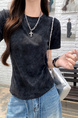 Real Shot Price Washed Do Old Positive Shoulder Short Sleeve T-Shirt Women Summer 2025 New Style Western Style Unique Chic Top Trendy in Black