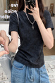 Real Shot Price Washed Do Old Positive Shoulder Short Sleeve T-Shirt Women Summer 2025 New Style Western Style Unique Chic Top Trendy in Black