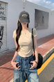 Real Shot Price Wrinkles Waist-cinching Positive Shoulder Short Sleeve T-Shirt Women Summer 2025 New Style Design Sense Slim Fit Short Style Top in Beige