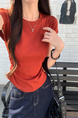 Real Shot Price Wrinkles Waist-cinching Positive Shoulder Short Sleeve T-Shirt Women Summer 2025 New Style Design Sense Slim Fit Short Style Top in Rust