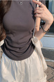 Real Shot Price Wrinkles Waist-cinching Positive Shoulder Short Sleeve T-Shirt Women Summer 2025 New Style Design Sense Slim Fit Short Style Top in Dark Gray