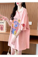 Official Pictures and Real Prices Douyin Quality/Pure Cotton/Back Collar/Lose Mid-Length Polo Collar Hollow in Pink