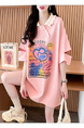 Official Pictures and Real Prices Douyin Quality/Pure Cotton/Back Collar/Lose Mid-Length Polo Collar Hollow in Pink