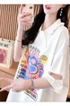 Official Pictures and Real Prices Douyin Quality/Pure Cotton/Back Collar/Loose Mid-Length Polo Collar Hollow in White