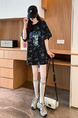 Real Shot and Real Price Douyin Quality/Pure Cotton/Back Collar/Loose Mid-Length Tie-Dye Fashion Top in Black
