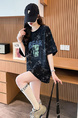 Real Shot and Real Price Douyin Quality/Pure Cotton/Back Collar/Loose Mid-Length Tie-Dye Fashion Top in Black