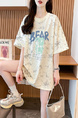 Real Shot and Real Price Douyin Quality/Pure Cotton/Back Collar/Loose Mid-Length Tie-Dye Fashion Top in Cream