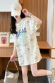 Real Shot and Real Price Douyin Quality/Pure Cotton/Back Collar/Loose Mid-Length Tie-Dye Fashion Top in Cream