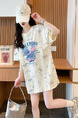 Real Shot and Real Price Douyin Quality/Pure Cotton/Back Collar/Loose Mid-Length Tie-Dye Fashion Top in Cream