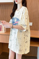 Real Shot and Real Price Douyin Quality/Pure Cotton/Back Collar/Loose Mid-Length Tie-Dye Fashion Top in Cream