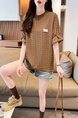 Real Shot of 2025 Summer Loose New Korean Style Short-Sleeved T-Shirt for Women in Solid Brown Color All-Match Tops