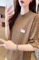 Real Shot of 2025 Summer Loose New Korean Style Short-Sleeved T-Shirt for Women in Solid Brown Color All-Match Tops