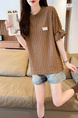 Real Shot of 2025 Summer Loose New Korean Style Short-Sleeved T-Shirt for Women in Solid Brown Color All-Match Tops