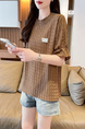 Real Shot of 2025 Summer Loose New Korean Style Short-Sleeved T-Shirt for Women in Solid Brown Color All-Match Tops