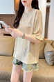 Real Shot of 2025 Summer Loose New Korean Style Short-Sleeved T-Shirt for Women in Solid Beige Color All-Match Tops