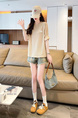 Real Shot of 2025 Summer Loose New Korean Style Short-Sleeved T-Shirt for Women in Solid Beige Color All-Match Tops