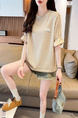 Real Shot of 2025 Summer Loose New Korean Style Short-Sleeved T-Shirt for Women in Solid Beige Color All-Match Tops