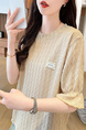 Real Shot of 2025 Summer Loose New Korean Style Short-Sleeved T-Shirt for Women in Solid Beige Color All-Match Tops