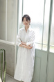 Student Korean Version of Long-Sleeved Shirt Dress for Women in White, Medium-Length, Loose and Slim, Lazy Shirt