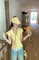 Cream style shawl V-neck knitted top for women in light yellow with atmospheric cuffs and slits, slim-fit sweater bottoming shirt